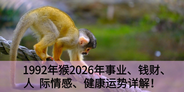 1992年猴2026年事业、钱财、人际情感、健康运势详解!