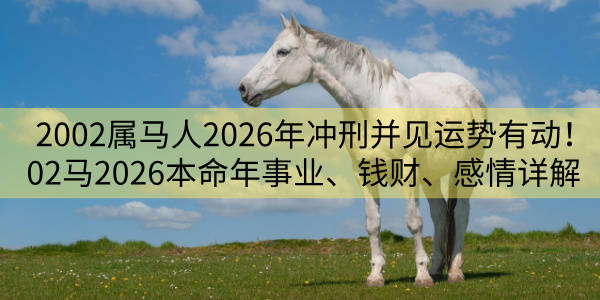 2002属马人2026年冲刑并见运势有动！02马2026本命年事业、钱财、感情详解