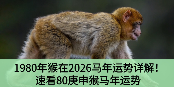 1980年猴在2026马年运势详解！速看80庚申猴马年运势