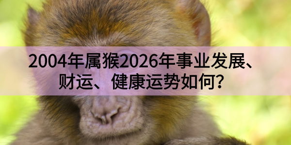 2004年属猴2026年事业发展、财运、健康运势如何？