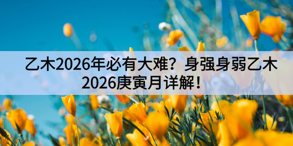 乙木2026年必有大难？身强身弱乙木2026庚寅月详解！