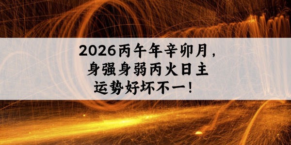 2026丙午年辛卯月，身强身弱丙火日主运势好坏不一！
