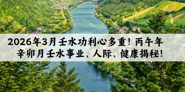 2026年3月壬水功利心多重！丙午年辛卯月壬水事业、人际、健康揭秘！